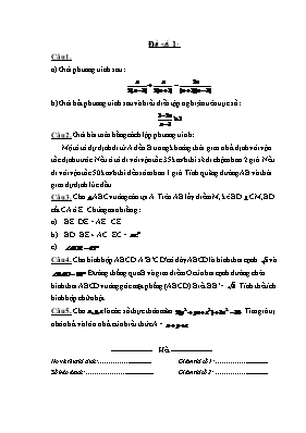 12 Đề kiểm tra học kỳ II môn Toán Lớp 8
